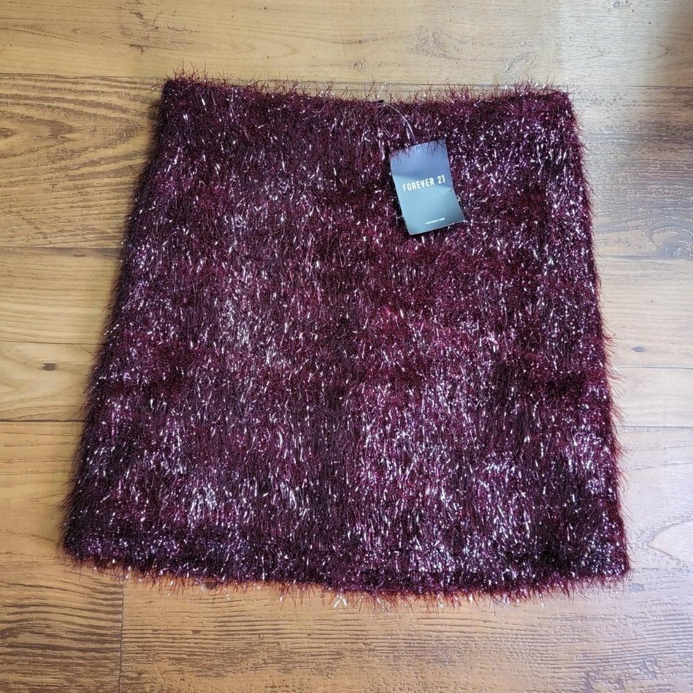 Forever21 Wine Tinsel Skirt